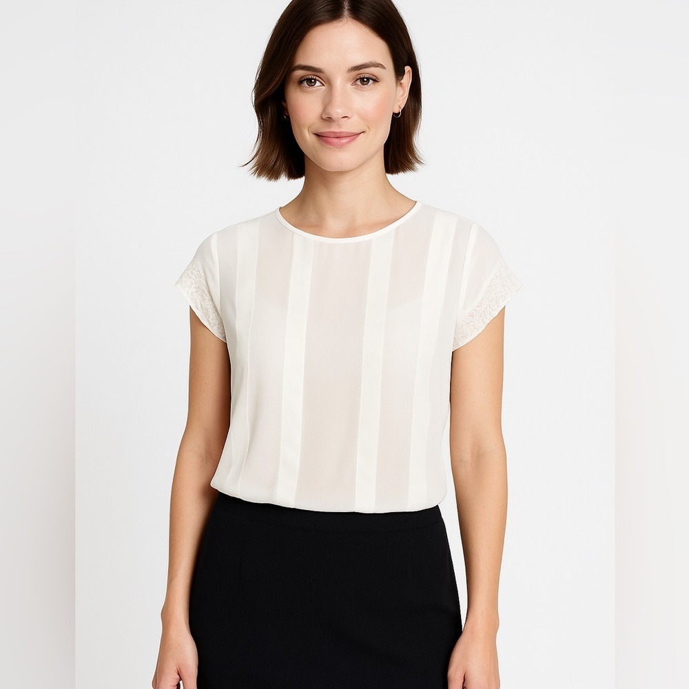 Express White Semi-Sheer‎ Blouse | Size Large